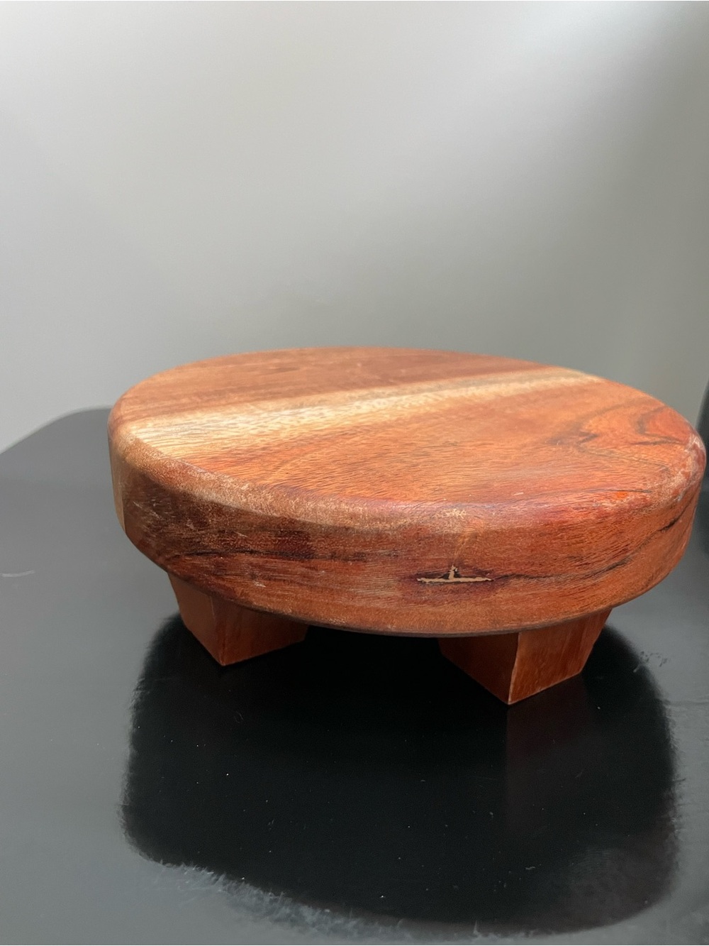 Hearth & Hand with Magnolia Round Wooden Footed Tray- Warm Brown